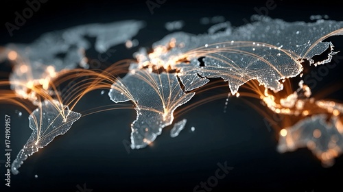 A digital network connecting customers worldwide illustrates a profitable business leveraging technology and global reach to increase sales and market presence.