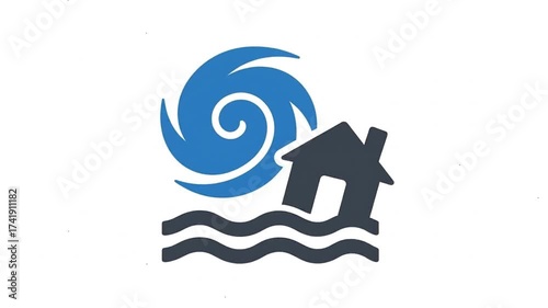 Hurricane causing a flood animation icon.