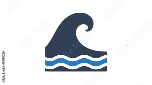Large ocean tsunami wave animation icon.