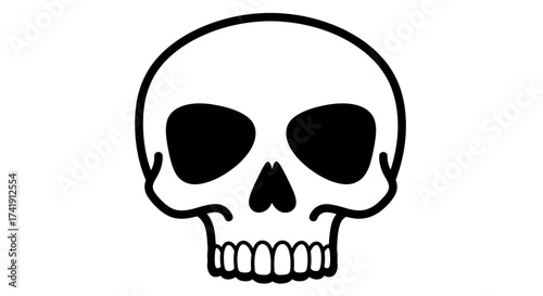 Hand drawn skull graphic artistic line art front view scary macabre symbol for halloween danger mortality death symbolism icon isolated on white background