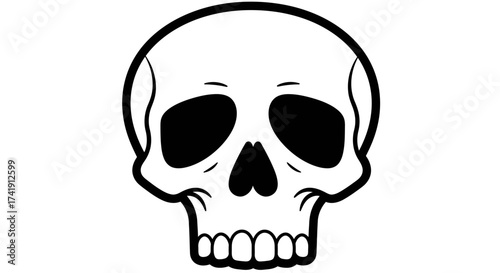 Hand drawn skull graphic iconic symbol of mortality danger halloween horror abstract representation of death isolated on white background