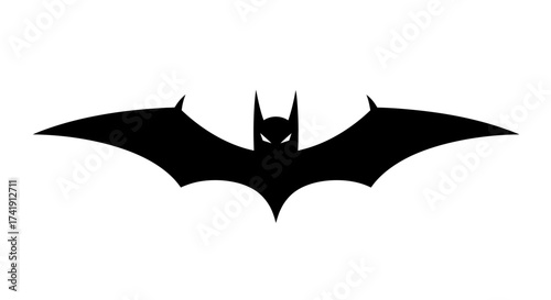 Iconic dark knight batman symbol silhouette emblem symbol of justice vigilante hero dark shadowed creature of the night gotham city protector isolated on white background