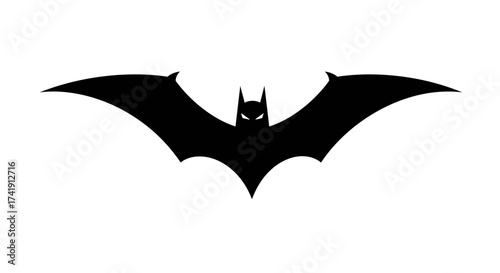 Iconic bat symbol silhouette emblem representing gotham city's dark knight superhero and justice isolated on white background
