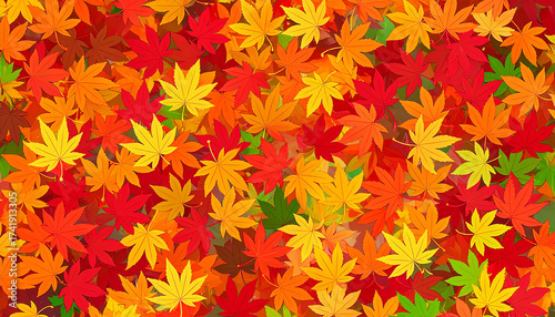 Autumn texture material with overlapping vibrant maple leaves_2