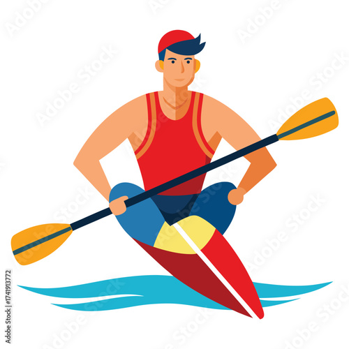 Man simulating rowing with invisible oars, showing effort, physical exercise, and the dynamic motion of a workout.