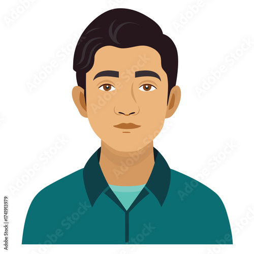 Man showing a calm, serene expression, conveying peace, relaxation, tranquility, and a restful mindset.