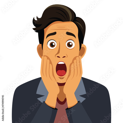 Man with a shocked and surprised expression covering his mouth, showing intense disbelief or astonishment.