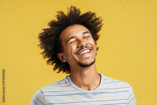 Εκτύπωση καμβά Young man laughing and feeling pure joy