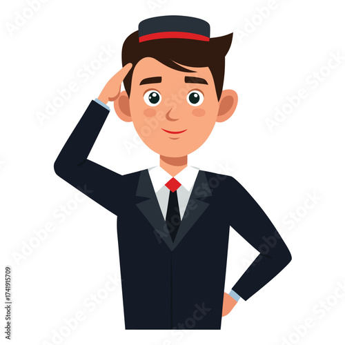 Professional man saluting formally, showing respect, discipline, authority, and official greeting.