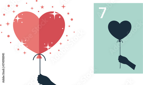 Heart balloon illustration valentine's day love romance graphic
