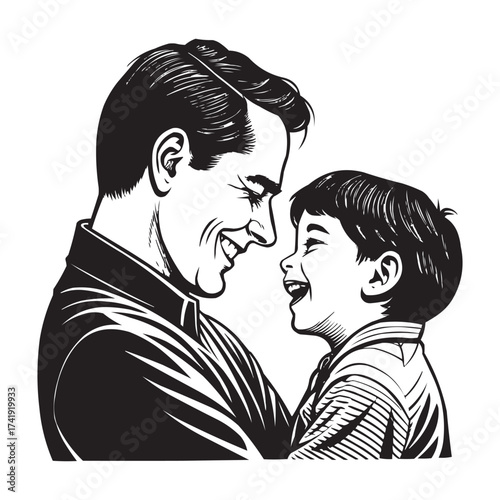 Father and Son Joyful Moment Illustration