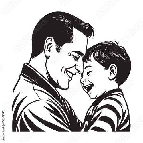 Father and Son Joyful Moment Illustration