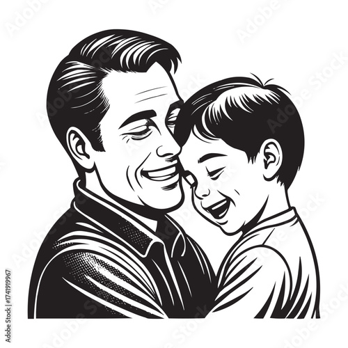 Father and Son Joyful Moment Illustration