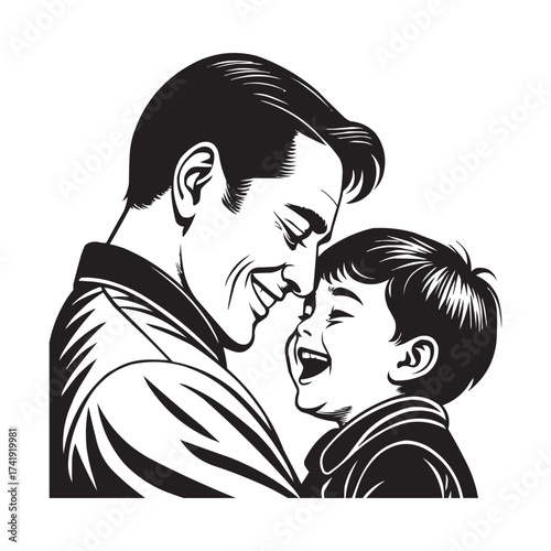 Father and Son Joyful Moment Illustration