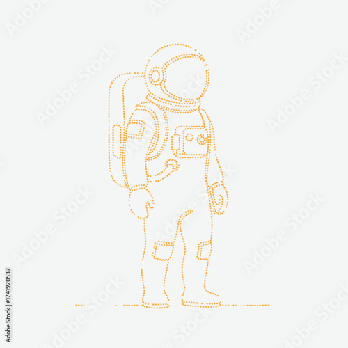 Astronaut standing on a barren wearing a space suit with a backpack and helmet, preparing for space exploration mission