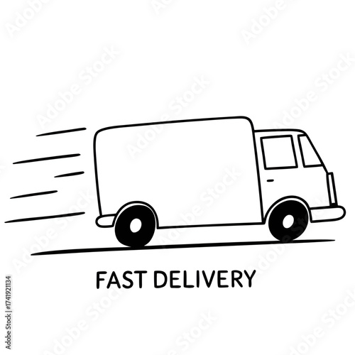 Cargo van and truck vector icons for delivery, transportation, and shipping services illustration