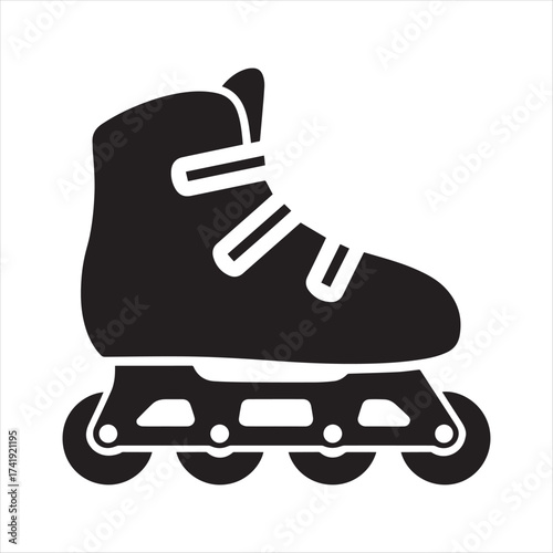 Minimalist inline roller skate icon isolated on white background
