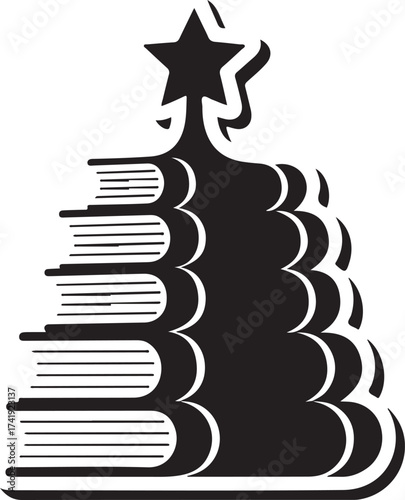 Christmas Book Stack Silhouette Vector