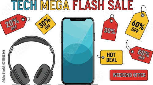 Tech sale mega flash deals on phone and headphones weekend offer