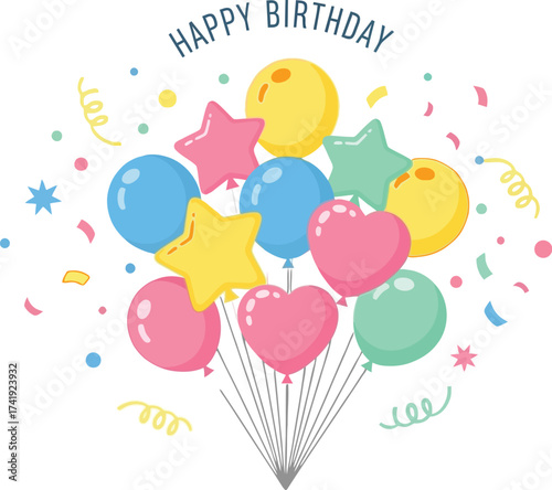Happy birthday balloons party celebration colorful vector image