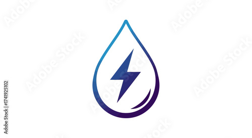 Electric water drop icon, representing energy and power in a liquid form, perfect for eco-friendly concepts and renewable energy