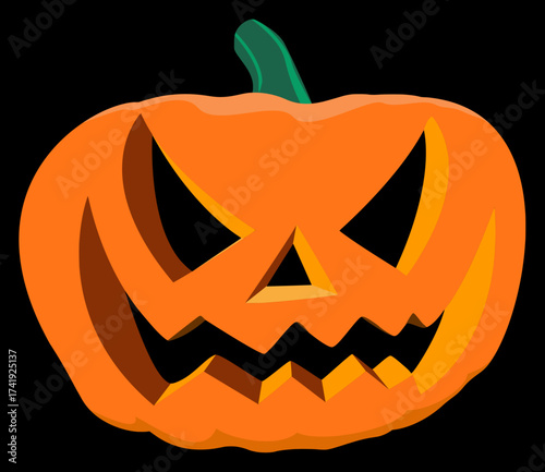 Cartoon Illustration of a Halloween Jack-O'-Lantern