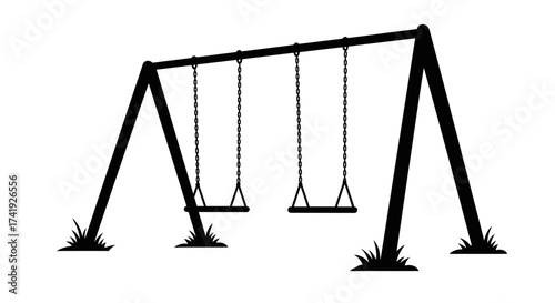 Classic a-frame playground swing set with grass accents isolated on white ideal for children's activities and park scenes isolated on white background