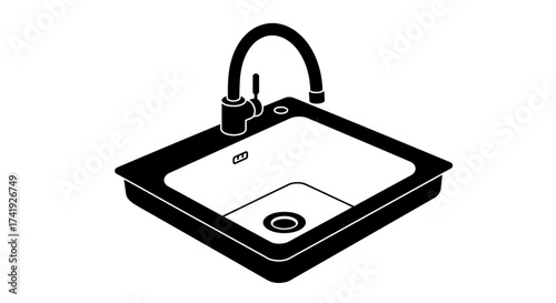 Modern kitchen sink faucet isolated single object for renovations plumbing fixtures design home improvement decor isolated on white background