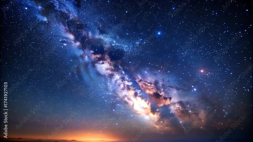 Fototapeta premium Night Sky With Faint Stars Dark Minimal Space Background