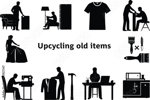 Upcycling Old Item Vector Collection for Recycling, Sustainability, and Creative DIY Design