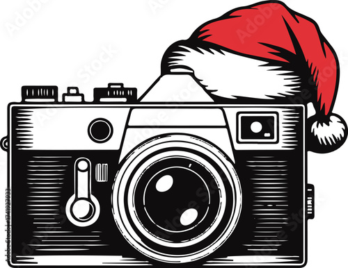 Christmas Film Camera Silhouette Vector