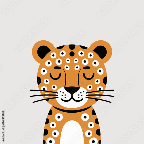 Charming Leopard Illustration A Delightful Cartoon Portrait for Creative Projects and Designs - Appealing and Playful