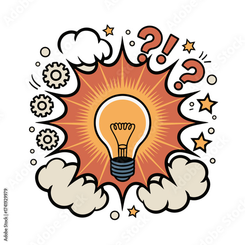Bright Idea Light Bulb Bursting with Creativity, Innovation, and Problem-Solving, Symbolizing Genius and Discovery