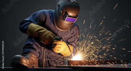 Welding Sparks Metalworker Shaping Steel with Precision and Safety