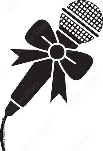 Christmas Karaoke Microphone Silhouette Vector