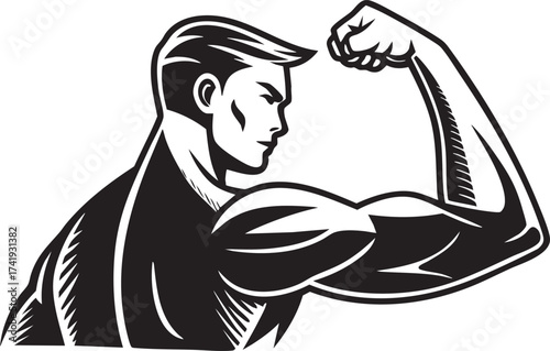 Wallpaper Mural Strong Muscular Arm Flexing Black Vector Illustration
 Torontodigital.ca