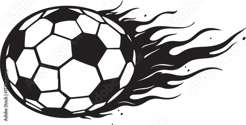 Flaming soccer ball dynamic motion sport