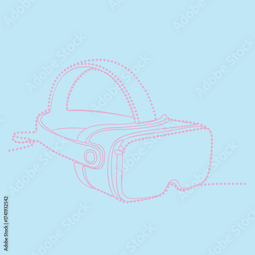 Virtual Reality Headset with Adjustable Head Strap and Front View on Light Blue