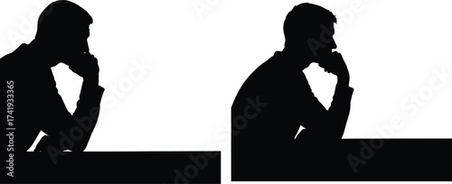 Silhouette of a man in business casual attire pondering a decision
