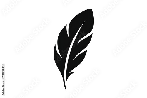 Black feather quill simple vector silhouette icon