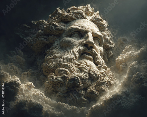 Mysterious ringed celestial body illuminating the sky with a cosmic glow above the clouds