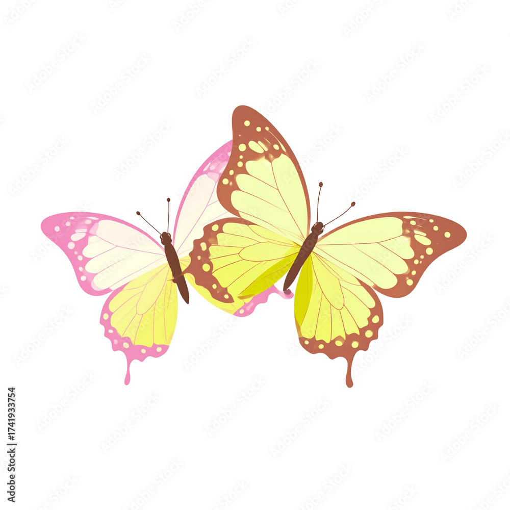 Obraz premium Two butterflies isolated on a white background