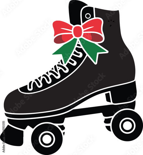 Christmas Roller Skates Silhouette Vector 