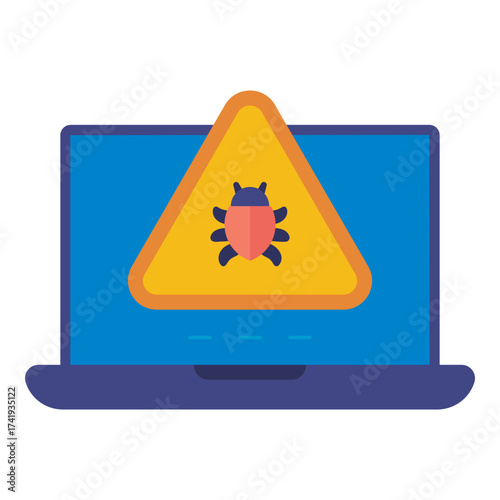 warning internet malware flat icon