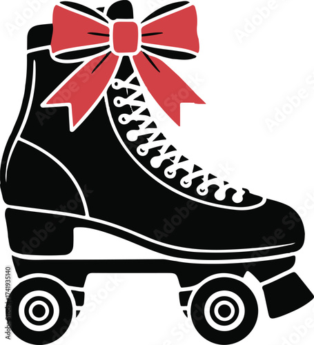 Christmas Roller Skates Silhouette Vector 