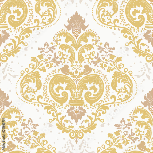 A seamless French Versailles damask pattern with ornate floral motifs. Perfect for luxury textiles, wallpapers, and high-end branding.