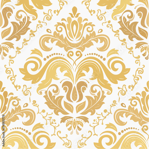 A seamless French Versailles damask pattern with ornate floral motifs. Perfect for luxury textiles, wallpapers, and high-end branding.
