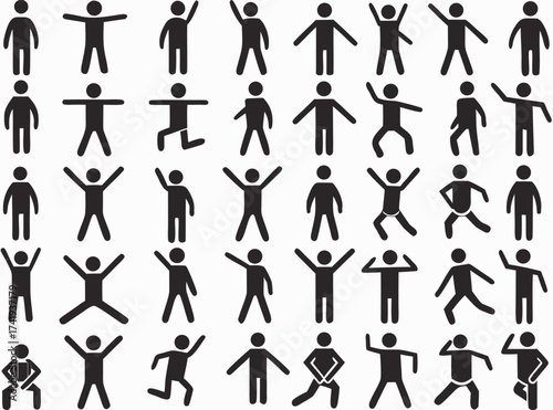 Set of active human pictogram in different colors illustrated

