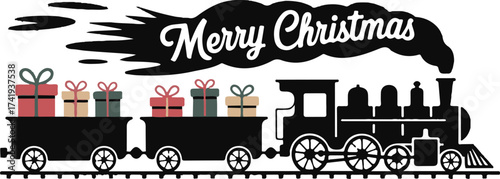 Christmas Train Silhouette Vector Design