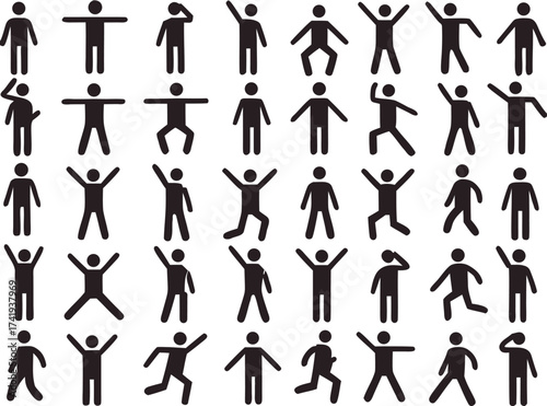 Set of active human pictogram in different colors illustrated

